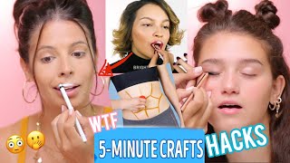 WE TRIED CRINGY 5 MINUTE MAKEUP HACKS some actually worked [upl. by Dickey]