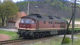 DR 1990  BR 132 Ludmilla DieselPower vor Reisezügen zwischen Arenshausen und Uder [upl. by Idolla]