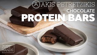 Chocolate Protein Bars Without Added Granulated Sugar  Akis Petretzikis [upl. by Nallij]