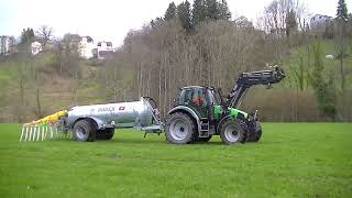 Güllen mit Schleppschlauch und Deutz Agrotron 150 [upl. by Rodney863]