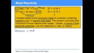 KAC3214a  Electrochemistry Predicting Reaction Feasibility Example 1 [upl. by Hu787]