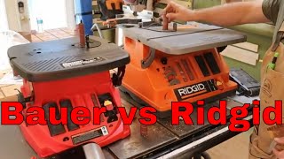 Bauer Oscillating Edge Belt and Spindle Sander 56870 Compared to Ridgid EB4424 from Harbor Freight [upl. by Eidlog]