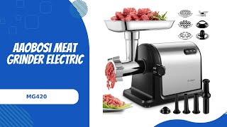 AOBOSI Electric Meat Grinder with 3 Grinding Plates 3 Sausage Stuffer TubesEasy OneButton Control [upl. by Neona]