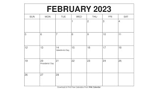 Free Printable February 2023 Calendar Templates With Holidays  Wiki Calendar [upl. by Ahsaenat]