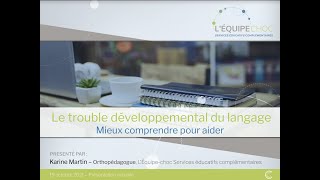 La dysphasie ou trouble développemental du langage TDL [upl. by Ob]