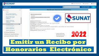 Como emitir un Recibo por Honorarios Electrónico 2022 [upl. by Falconer]