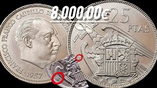 25 Pesetas 1957 con Valor de 8000€ ¡Una Joya Numismática 25Pesetas8000€ [upl. by Adilen]