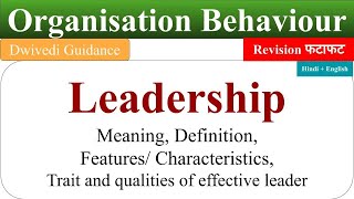 What is Leadership Leadership qualities leadership in organisational behaviour leadership skills [upl. by Solegnave]