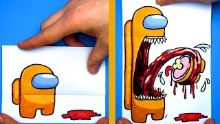 8 AMONG US Transformations ARTS amp PAPER CRAFTS tutorial [upl. by Adnilre]