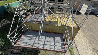 Advanced scaffolding training how to build Layher allround cantilever hanging scaffold construction [upl. by Lettie]