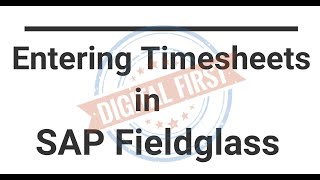 Entering Time sheet In Fieldglass [upl. by Uos]