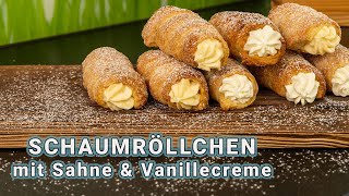 Schaumröllchen mit Sahne amp Vanillecreme [upl. by Durgy]