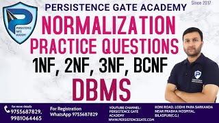 NORMALIZATION PRACTICE QUESTIONS BCNF 3NF 2NF 1NF  DBMS GATENETPSU [upl. by Peisch]