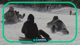 Snow day fun turns into a snow weekend packed with sledding and skating in Delaware County [upl. by Notlaw]