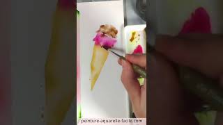 Tuto aquarelle facile  Une glace comme marquepage DIY [upl. by Yrennalf619]