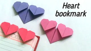 DIY double heart bookmark \ Origami heart bookmark \ Easy paper craft ideas \ [upl. by Bertie786]