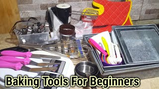 Baking Essential Tools For Beginners  Baking Basic Equipments Tutorial Video For Beginners [upl. by Ahseryt]