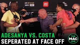 Israel Adesanya throws white belt back in Paulo Costas face during Final Face Off [upl. by Nylra]