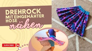 Drehrock nähen mit eingenähter Hose ✂ Tellerrock nähen ✂ nähen für Anfänger [upl. by Aniara513]