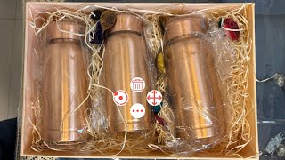 Pure Copper Bottle Set  3pcs Copper Bottle Set  Pure Copper Bottle  By Crockery Wala And Comp [upl. by Dulla]