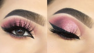 Soft Glitter Pink Cut Crease eye Makeup  How to CUT CREASE  Detail Eye Makeup Tutorial  Shilpa [upl. by Xilef]