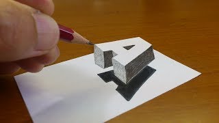 Very Easy How To Drawing 3D Floating Letter quotAquot 2  Anamorphic Illusion  3D Trick Art on paper [upl. by Lenahc]