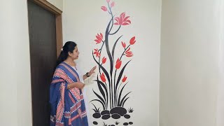 Flower Wall PaintingWall Painting Design IdeaPainting Flower Design flowerpainting wallpainting [upl. by Amber582]