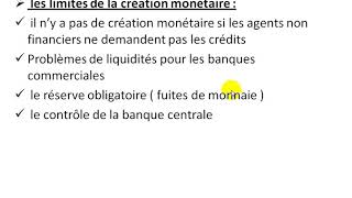 Économie monétaire S3 partie 11 quot la création monétaire EP3  les limites de la création quot [upl. by Anirrehs]