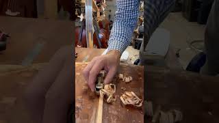 Removing the bass bar from a 250 years old cello featuring my handmade damascus chisel madeinusa [upl. by Nivart]