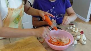 Making Kimchi part 2 chopping vegetables [upl. by Jackquelin]