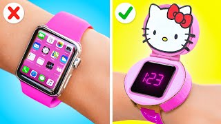 MY MOM MADE ME DIY HELLO KITTY GADGETS💖 Cardboard Crafts and Easy Parenting Hacks by 123 GO [upl. by Theron698]