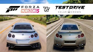 Test Drive Unlimited Solar Crown vs Forza Horizon 5  Nissan GTR R35  TDU3 vs FH5 Comparison [upl. by Trixi767]