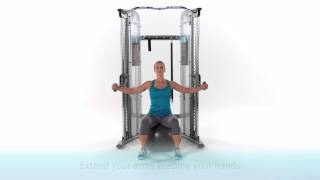 Precor Functional Training System Glide  Seated Chest Press Ball Instruction [upl. by Nnylarac]