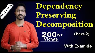 Lec37 Dependency Preserving Decomposition in DBMS  Example 2 in Hindi [upl. by Nagud]