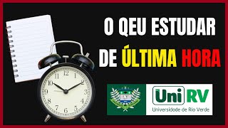 Vestibular de Medicina da UniRV O que estudar de última hora [upl. by Uund]