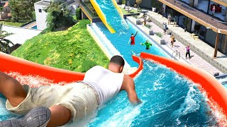 I Built a WATERPARK In Franklins House GTA 5 [upl. by Nerrol]