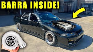 TURBO BARRA R33 Skyline build Part 1 ENGINE INSTALL [upl. by Sheehan292]