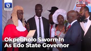 Moment Monday Okpebholo Was SwornIn As Edo State Governor [upl. by Ogg785]