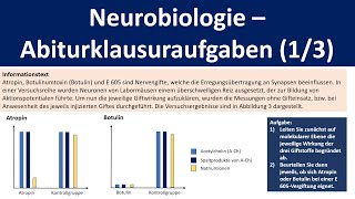 Neurobiologie  Abiturklausuraufgaben Teil 1 Wirkung von Synapsengiften  Biologie Oberstufe [upl. by Eissim]