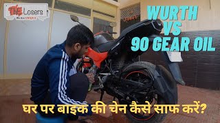 HOW TO CLEAN AND LUBE Hero Xtreme 160R MOTORCYCLE CHAIN WURTH CHAIN LUBE VS 90 GEAR OIL [upl. by Luba]