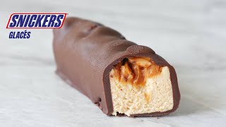 SNICKERS GLACÉS  BARRES GLACÉES Cacahuète Caramel Chocolat SANS SORBETIÈRE [upl. by Wally535]