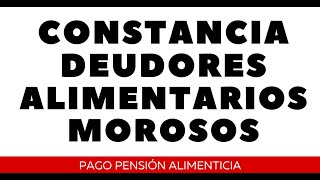 DEUDORES ALIMENTARIOS MOROSOS Constancia [upl. by Hardi]