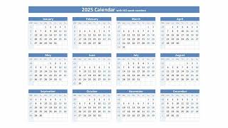 2025 Calendar with ISO week numbers [upl. by Nolaf851]