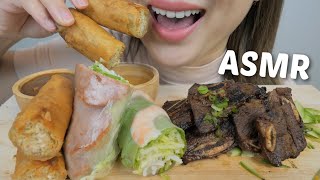 ASMR BBQ Short Ribs with Spring Roll and Salad Roll NO Talking Relaxing Eating Sounds  NE [upl. by Tuhn]