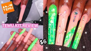 ₊˚ 💚 TRYING A 6 POLYGEL KIT FROM TEMU  How to Encapsulate Glitters with Polygel  Nail Tutorial [upl. by Cottrell]