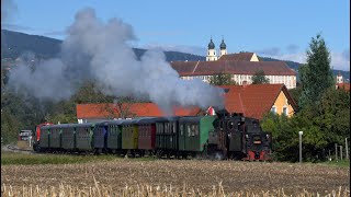 Stainzer Flascherlzug Dampflok 764007 und Diesellok D8 von Stainz nach Preding am 5 10 2024 [upl. by Ylrehs155]