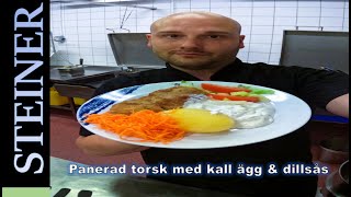 Panerad torsk med kall ägg amp dillsås [upl. by Enneyehc]