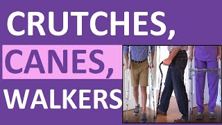 Crutches Canes and Walkers Nursing NCLEX Assistive Devices Review [upl. by Souvaine]