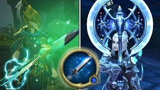 AQ3D Azurecrest Lance amp Blinding Starlight Axe Spellforged Comparison AdventureQuest 3D [upl. by Nnylirej275]