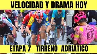 RESUMEN ETAPA 7 TIRRENO ADRIATICO 2024 VICTORIA A PURA VELOCIDAD CARAPAZ BRUTAL CAÍDA [upl. by Llerihs]